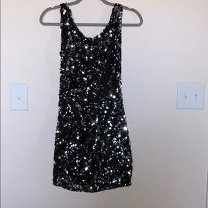 Black and silver sequence dress